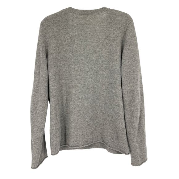 J.Crew 100% Cashmere Sweater Gray V Neck Rolled Hem Italian Yarn Large Soft Luxe - Picture 6 of 6